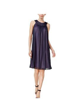Jessica Howard Women's Purple Embellished Cocktail Dress, Sleeveless Size 12